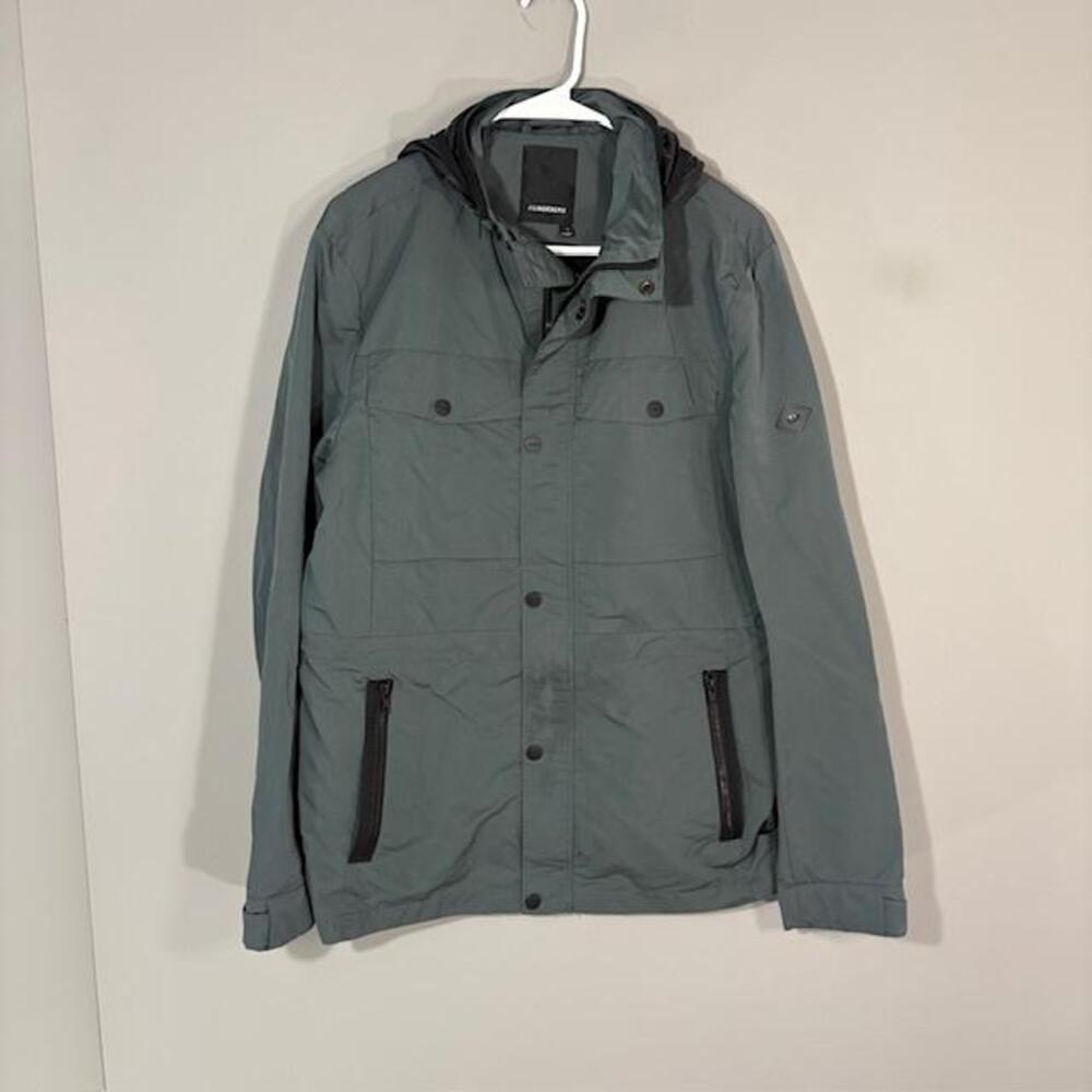 J.Lindeberg Jacket Womens Medium Gray Hooded Windbreaker Full Zip Lined Kane 75